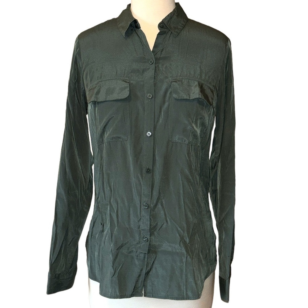 EXPRESS casual button up shirt with double breast pockets women’s small petite - Picture 1 of 13